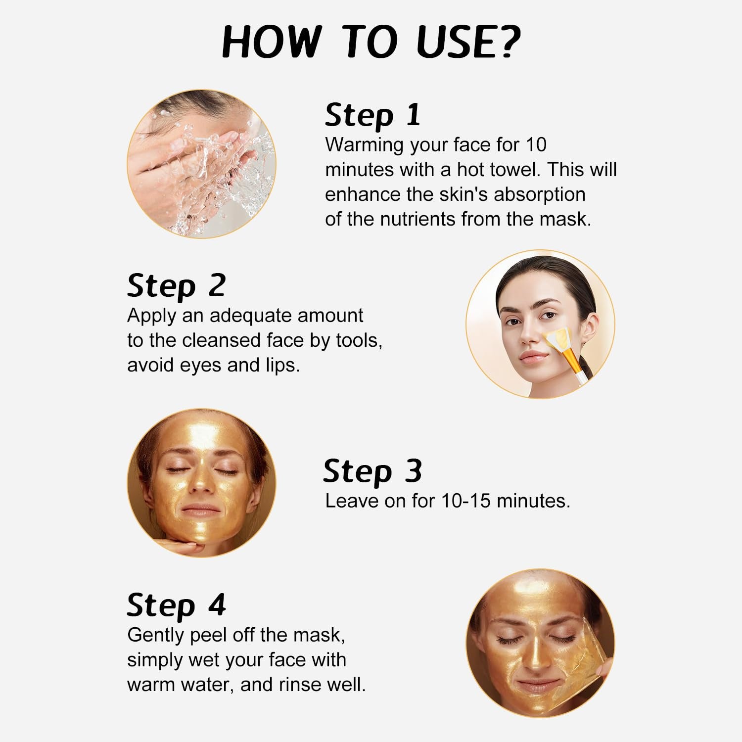 Gold Foil Peel-Off Mask,Gold Peel off Face Mask Anti-Wrinkle,98.4% Golden Peel off Mask,Anti-Aging Gold Face Mask for Moisturizing,Removes Blackheads,Reduces Fine Lines,Cleans Pores(2Pcs)
