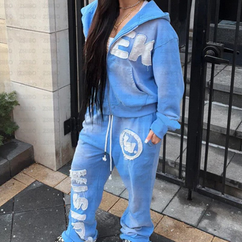 Retro Letter Digital Print Hooded Sweatshirts