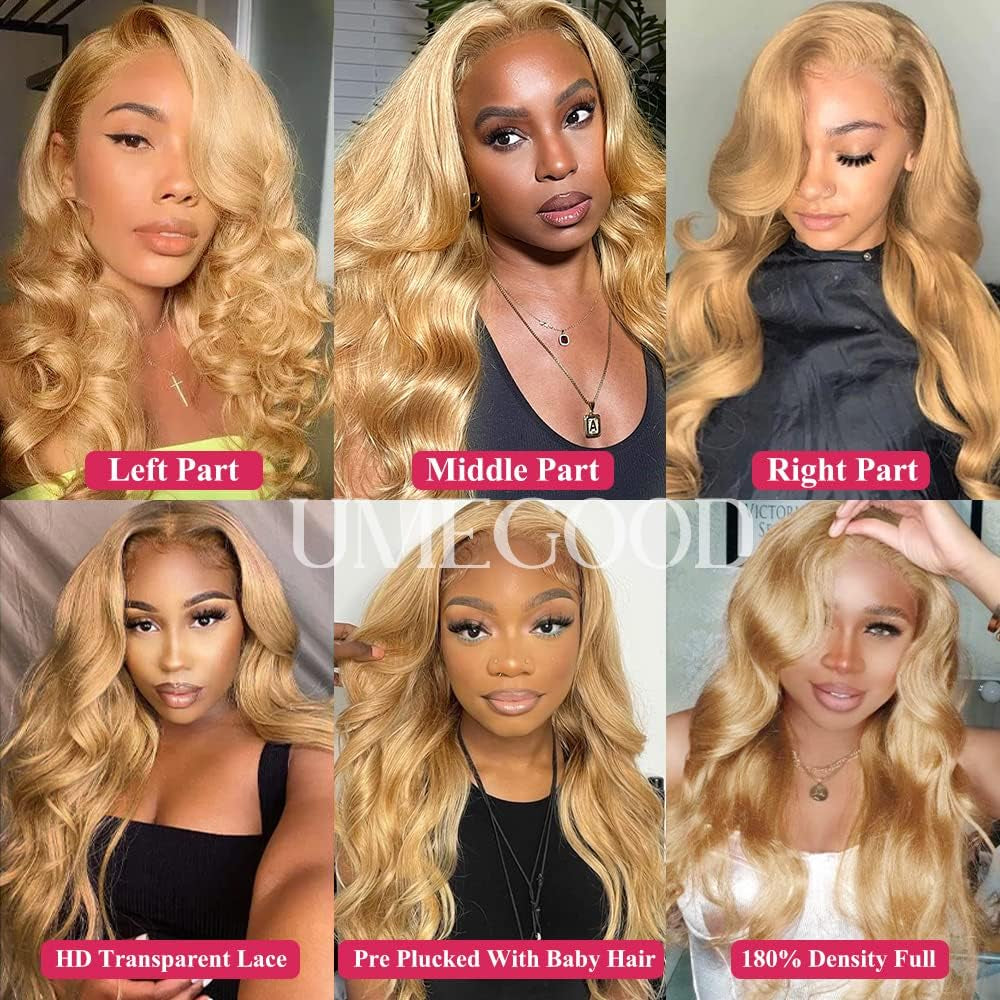 250% Density 30Inch Honey Blonde Wig Human Hair 13X6 HD Transparent Lace Front Wigs Human Hair Pre-Plucked 13X6 Blonde Body Wave Glueless Light Brown Lace Front Wigs Human Hair