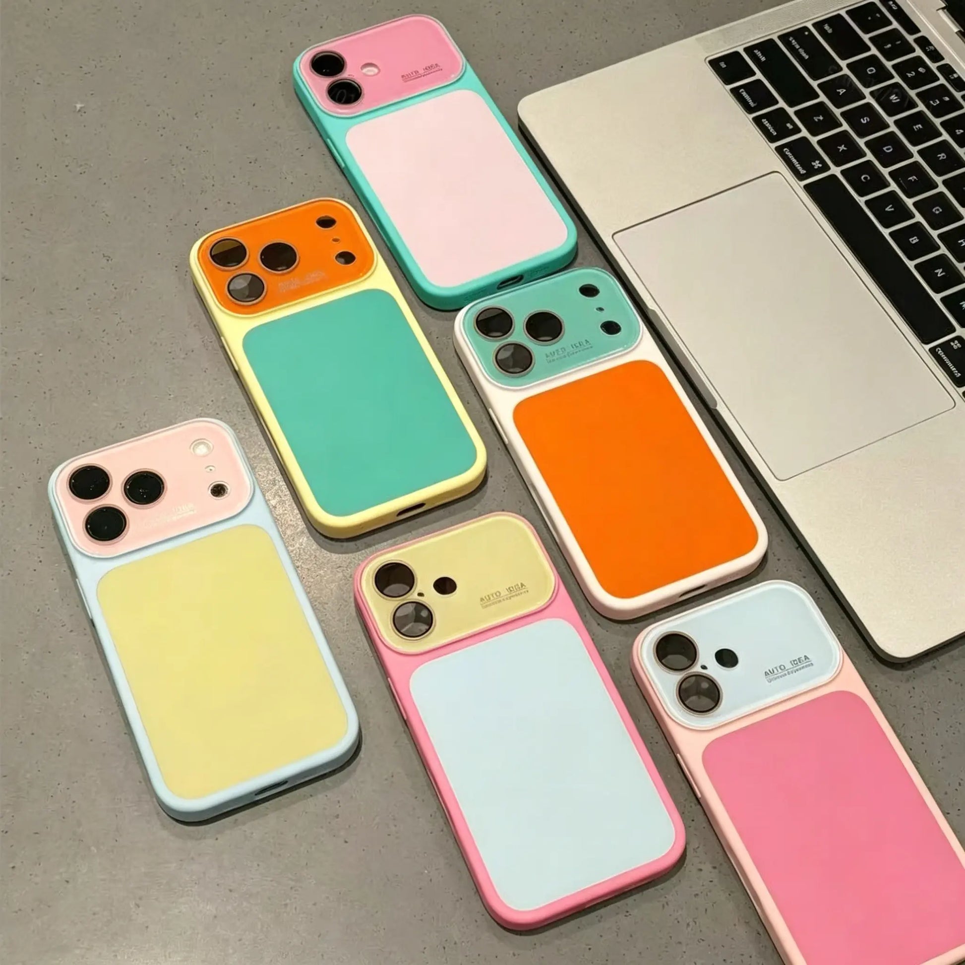 Summer Vibe Dopamine Color Block Phone Case for Iphone 17/16/15/14/13 Pro Max – Soft Touch Minimal Aesthetic Shockproof Cover, Cute Multi-Color Everyday Protective Case.Lu7