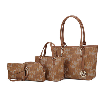 Alexy Women'S Tote Bag, Small Tote Bag, Pouch Purse & Wristlet Wallet Bag 4 Pcs Handbag Set by Mia K - Tan