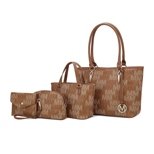 Alexy Women'S Tote Bag, Small Tote Bag, Pouch Purse & Wristlet Wallet Bag 4 Pcs Handbag Set by Mia K - Tan