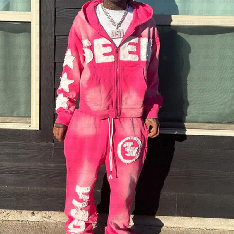 Retro Letter Digital Print Hooded Sweatshirts