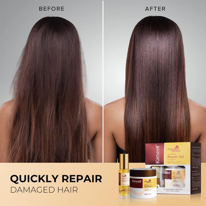 Collagen Hair Mask & Argan Oil Set, Deep Conditioning Hair Treatment for Dry Damaged Hair, Repair & Moisturize All Hair Types, 16.9 Fl Oz + 1.69 Fl Oz