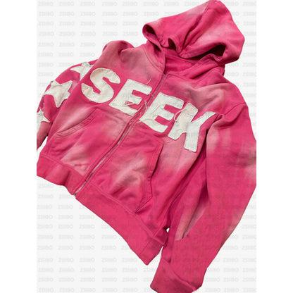 Retro Letter Digital Print Hooded Sweatshirts