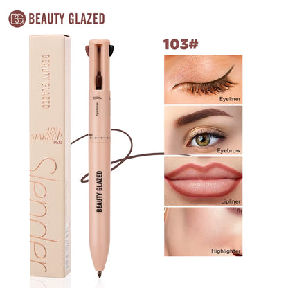 Beauty Glazedmulti-Function Beauty Glazed 4-In-1 Makeup Pen Waterproof Cosmetic Pencil for Eyeliner Brow Lip Highlighter