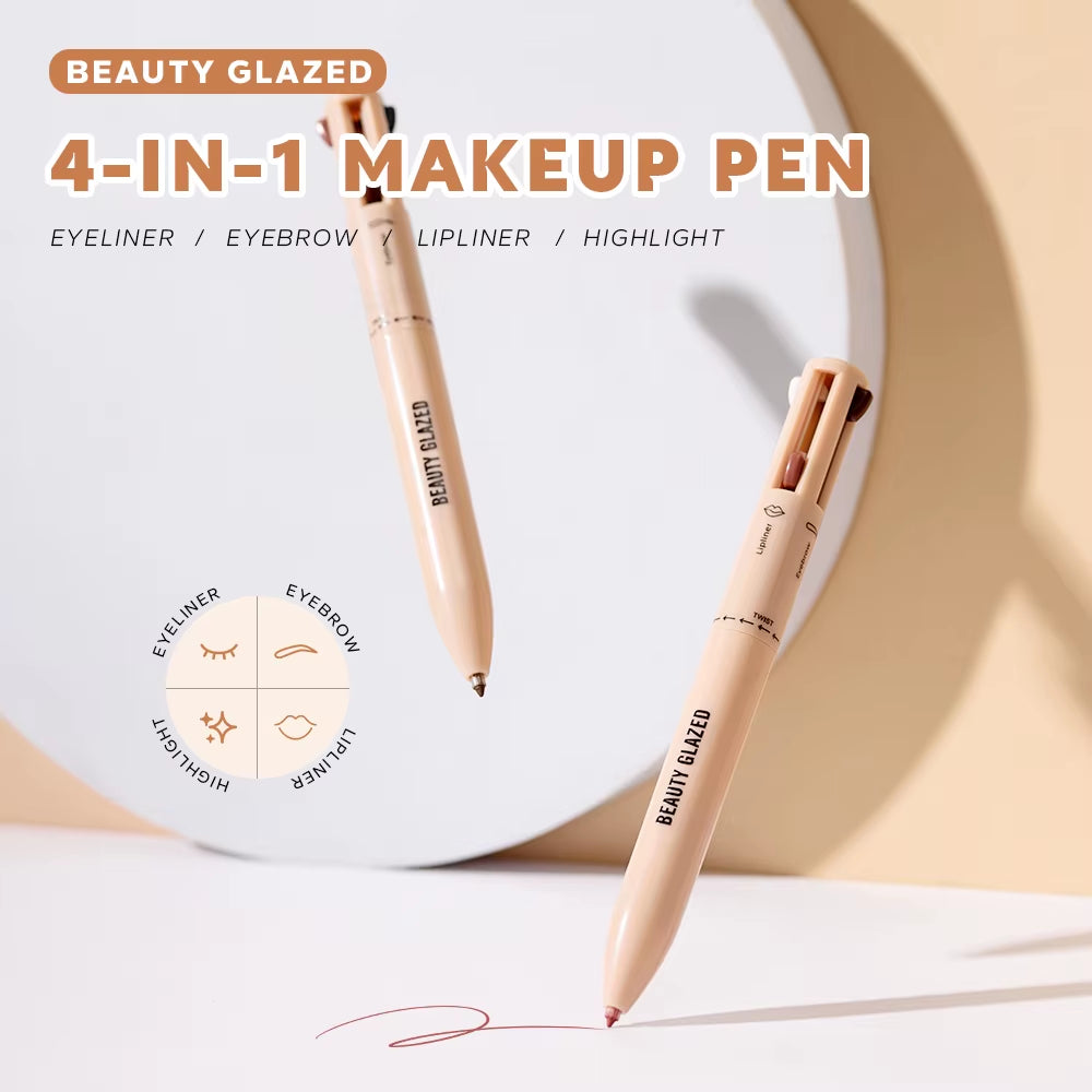 Beauty Glazedmulti-Function Beauty Glazed 4-In-1 Makeup Pen Waterproof Cosmetic Pencil for Eyeliner Brow Lip Highlighter