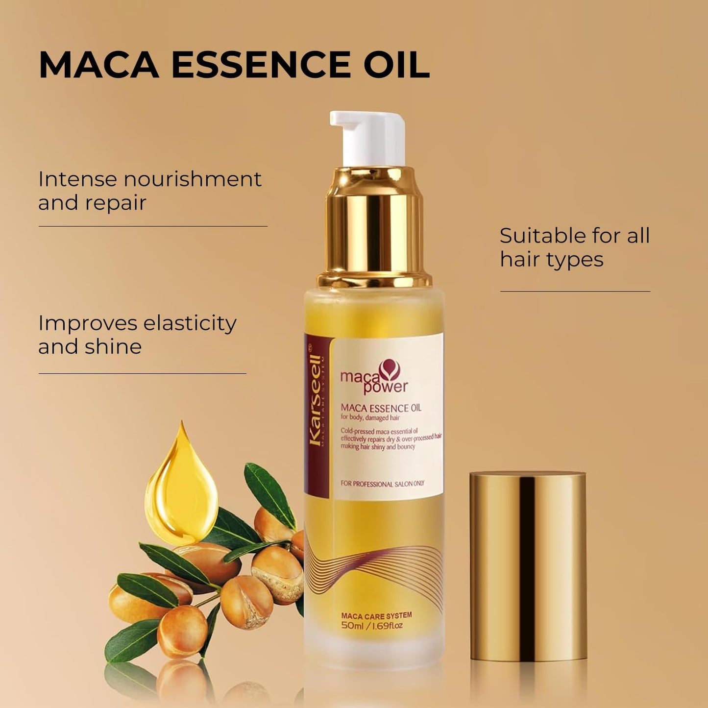 Collagen Hair Mask & Argan Oil Set, Deep Conditioning Hair Treatment for Dry Damaged Hair, Repair & Moisturize All Hair Types, 16.9 Fl Oz + 1.69 Fl Oz
