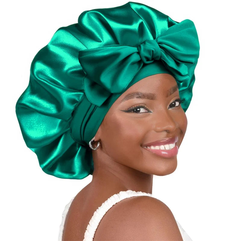 High-Quality Mulberry Silk Sleeping Bonnet for Women Large Sleep Cap with Wide Elastic Tie Band for Curly Dreadlock Braid Hair C