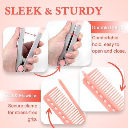 DIY Salon V-Shaped Hair Straightening Comb – 2PCS Hair Styling Brush Set for Smoothing & Straightening, Portable Hairdressing Tool (Pink)