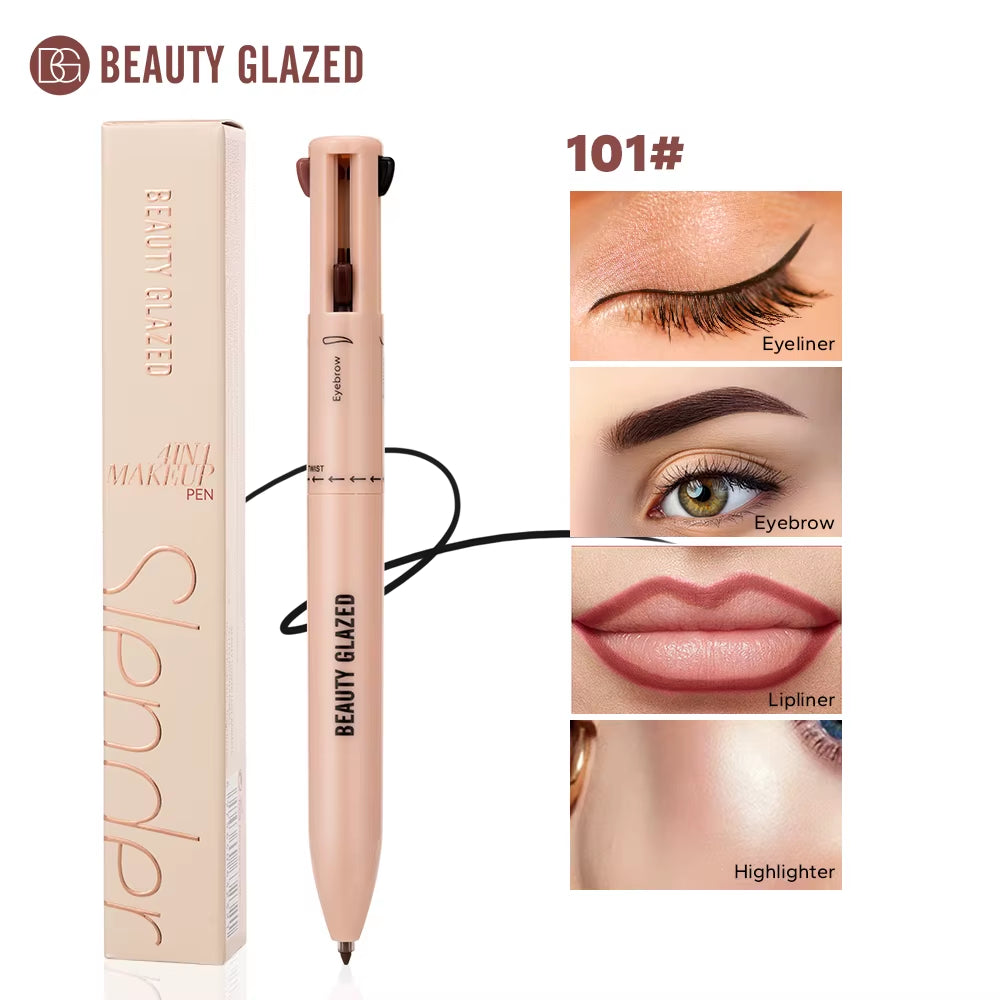 Beauty Glazedmulti-Function Beauty Glazed 4-In-1 Makeup Pen Waterproof Cosmetic Pencil for Eyeliner Brow Lip Highlighter
