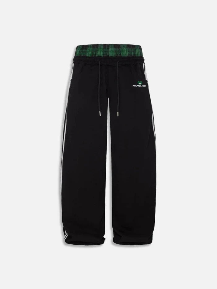 Retro Plaid Embroidered Casual Pants
