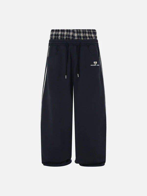 Retro Plaid Embroidered Casual Pants