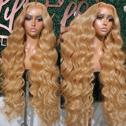 250% Density 30Inch Honey Blonde Wig Human Hair 13X6 HD Transparent Lace Front Wigs Human Hair Pre-Plucked 13X6 Blonde Body Wave Glueless Light Brown Lace Front Wigs Human Hair