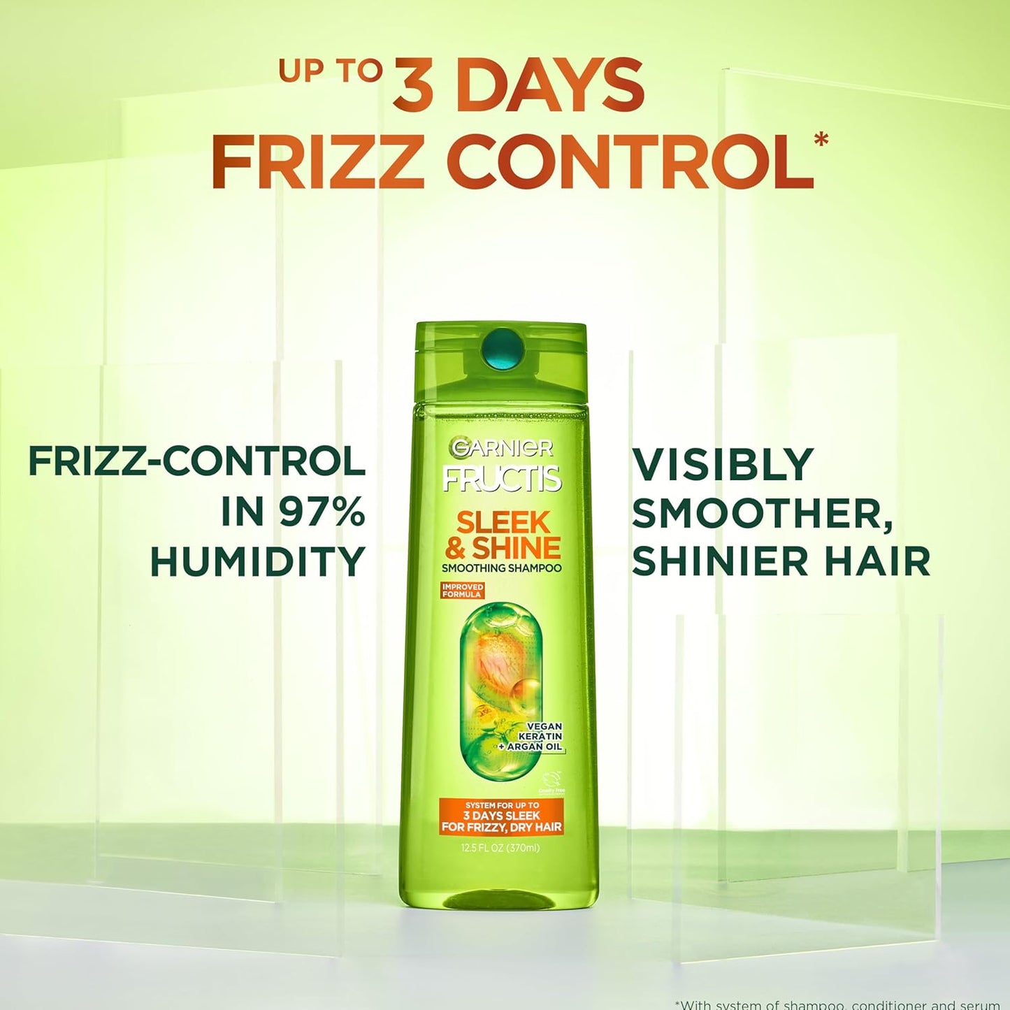 Garnier Fructis Sleek & Shine Shampoo, Conditioner + Moroccan Sleek Oil Set for Frizzy, Dry Hair, Argan Oil (3 Items), 1 Kit (Packaging May Vary)