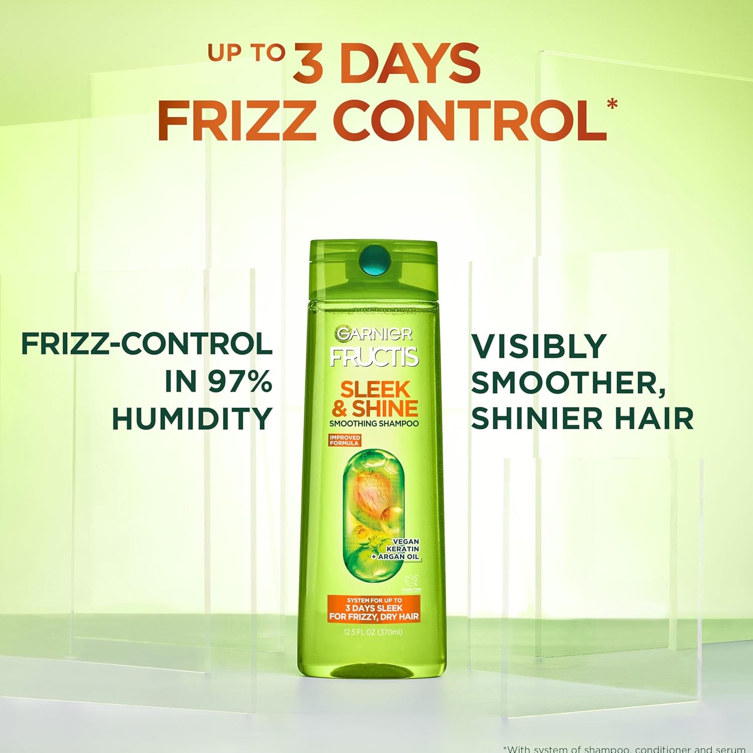 Garnier Fructis Sleek & Shine Shampoo, Conditioner + Moroccan Sleek Oil Set for Frizzy, Dry Hair, Argan Oil (3 Items), 1 Kit (Packaging May Vary)