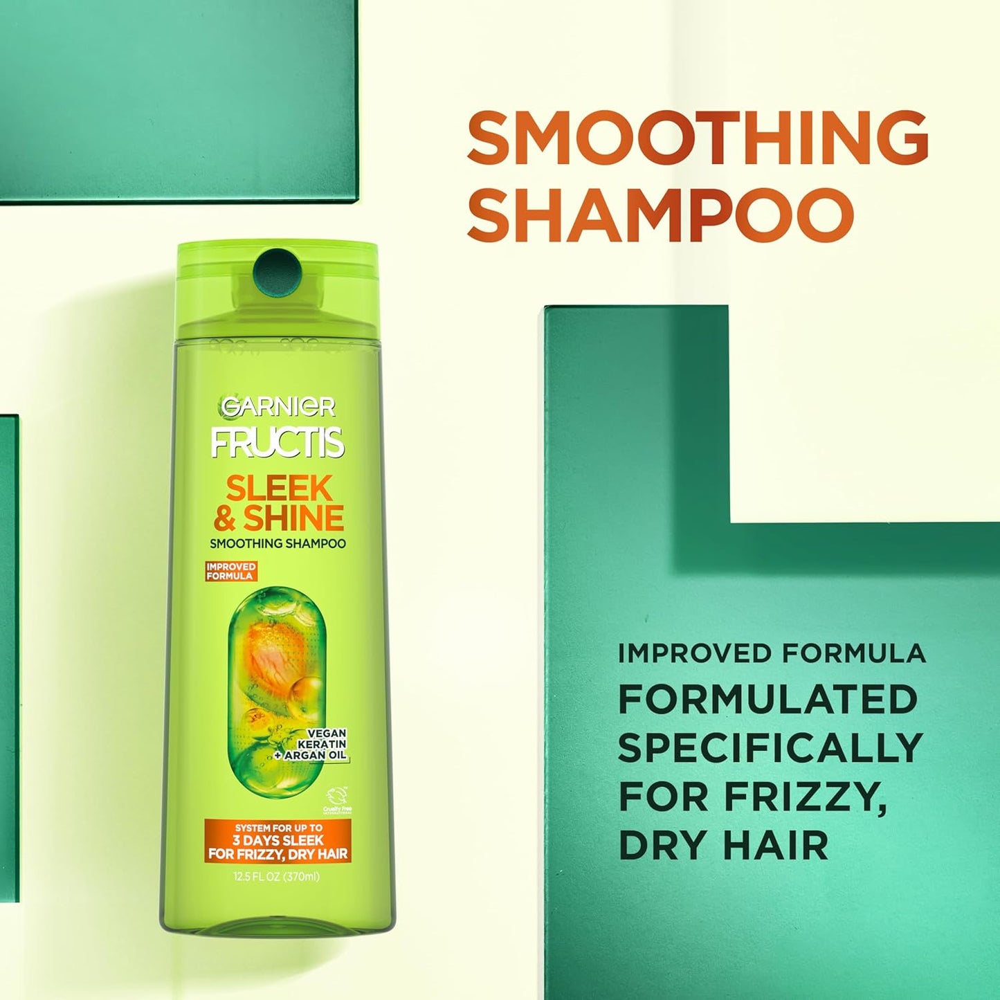 Garnier Fructis Sleek & Shine Shampoo, Conditioner + Moroccan Sleek Oil Set for Frizzy, Dry Hair, Argan Oil (3 Items), 1 Kit (Packaging May Vary)