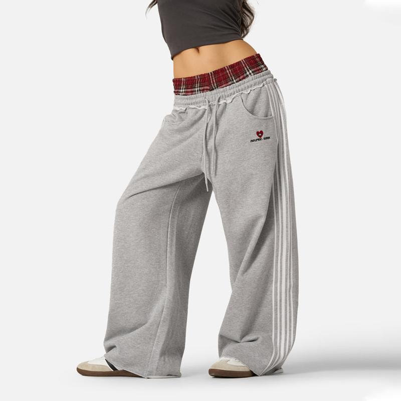 Retro Plaid Embroidered Casual Pants