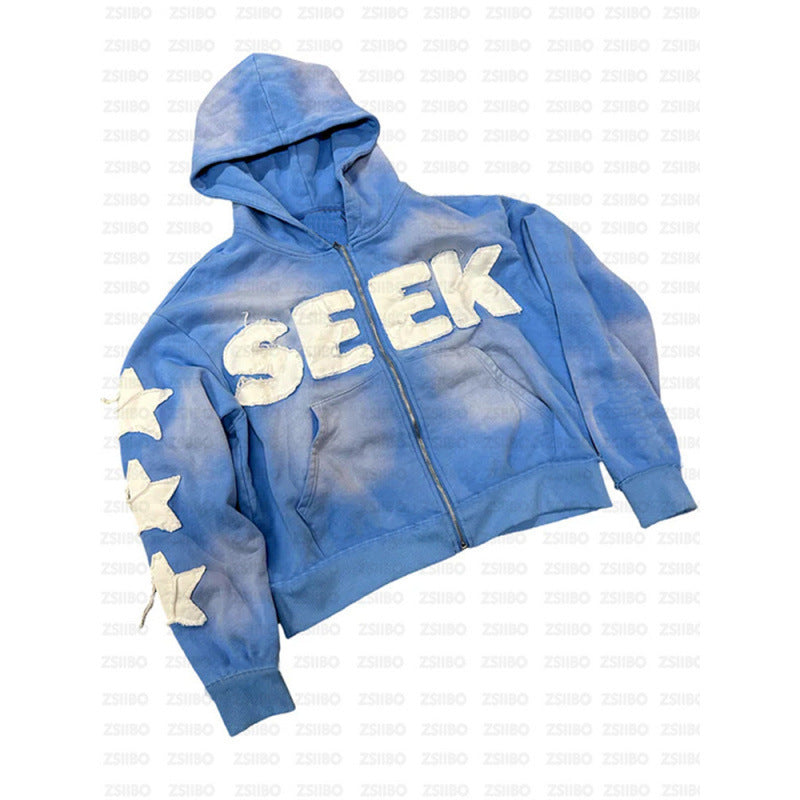 Retro Letter Digital Print Hooded Sweatshirts