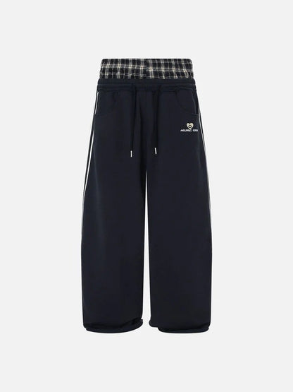 Retro Plaid Embroidered Casual Pants