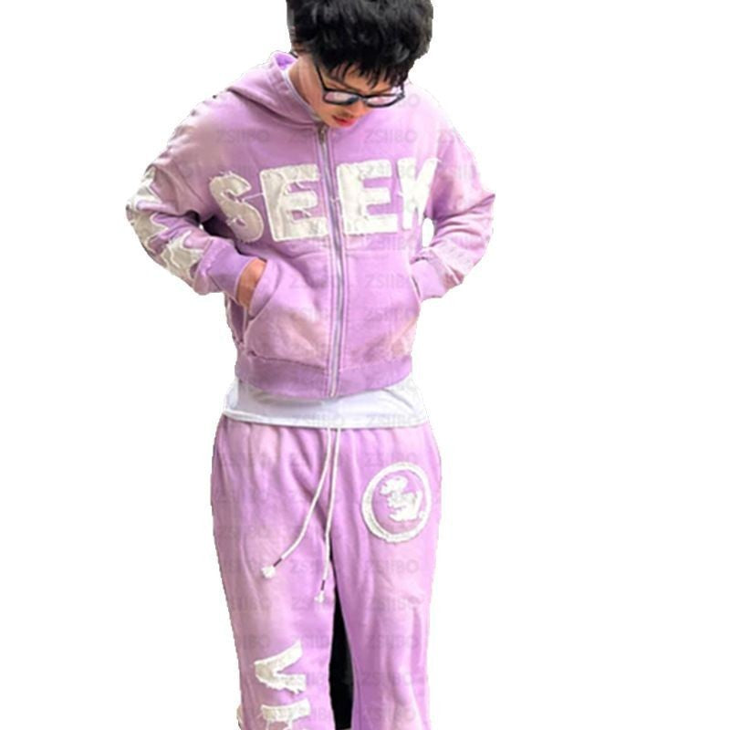 Retro Letter Digital Print Hooded Sweatshirts