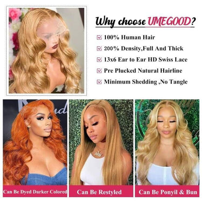 250% Density 30Inch Honey Blonde Wig Human Hair 13X6 HD Transparent Lace Front Wigs Human Hair Pre-Plucked 13X6 Blonde Body Wave Glueless Light Brown Lace Front Wigs Human Hair