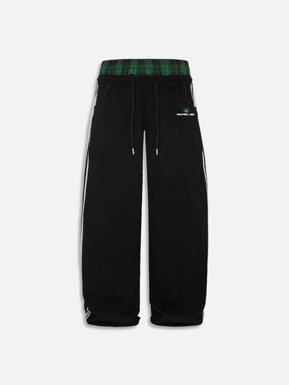 Retro Plaid Embroidered Casual Pants