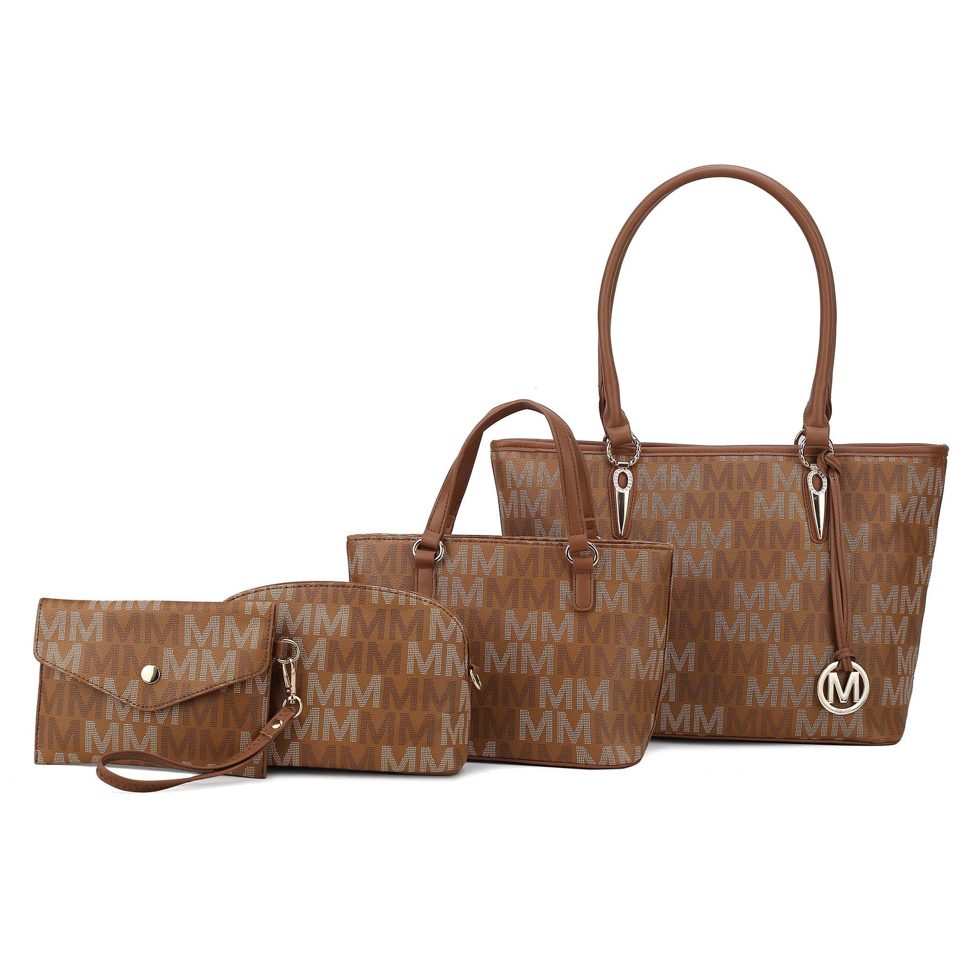 Alexy Women'S Tote Bag, Small Tote Bag, Pouch Purse & Wristlet Wallet Bag 4 Pcs Handbag Set by Mia K - Tan