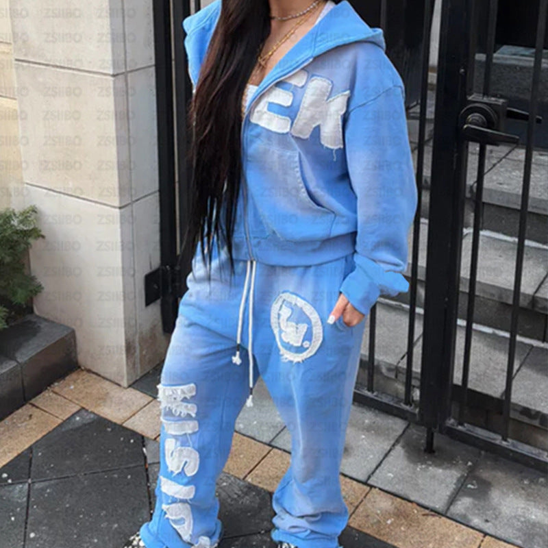 Retro Letter Digital Print Hooded Sweatshirts