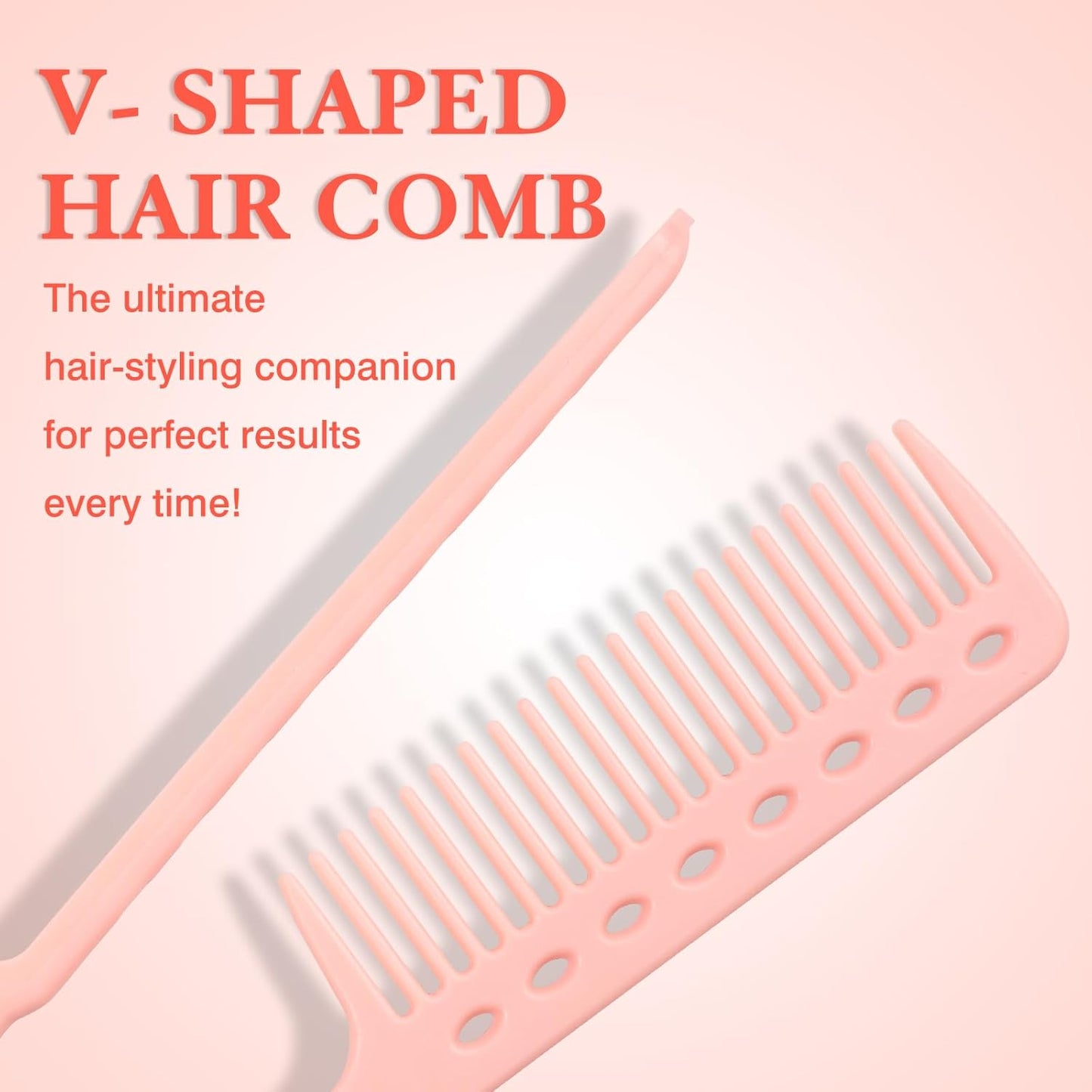 DIY Salon V-Shaped Hair Straightening Comb – 2PCS Hair Styling Brush Set for Smoothing & Straightening, Portable Hairdressing Tool (Pink)