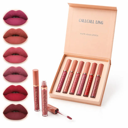 6 Waterproof Matte Liquid Lipstick Set, Bold Deep Vibrant Shades, Long Lasting High Pigment Non-Stick Cup Velvet Lip Gloss Kit, Smudge Proof Intense Color Party Date Night Lip Makeup Gift Set for Women