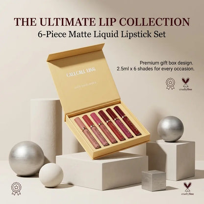 6 Waterproof Matte Liquid Lipstick Set, Bold Deep Vibrant Shades, Long Lasting High Pigment Non-Stick Cup Velvet Lip Gloss Kit, Smudge Proof Intense Color Party Date Night Lip Makeup Gift Set for Women
