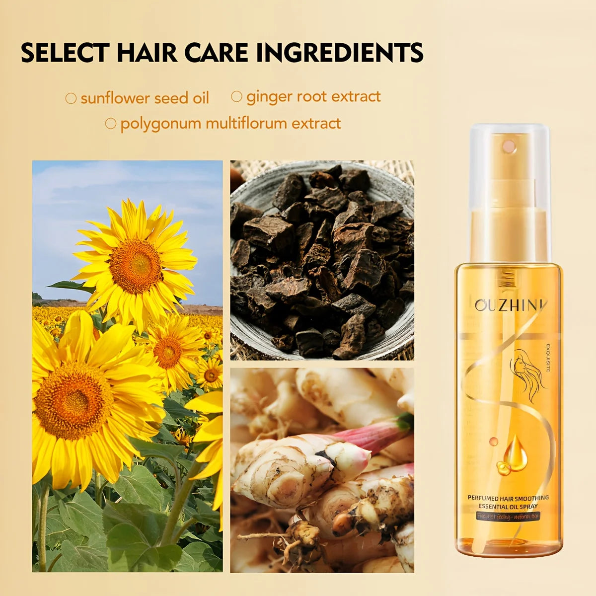 Fragrance Hair Care Essential Oil Spray, Fragrance Hair Conditioner, Smooth Hair Care Essential Oil to Prevent Frizz, Moisturizing and Nourishing, Long-Lasting Fragrance Hair Care Essential Oil Spray 100Ml/Bottle-1 Bottle